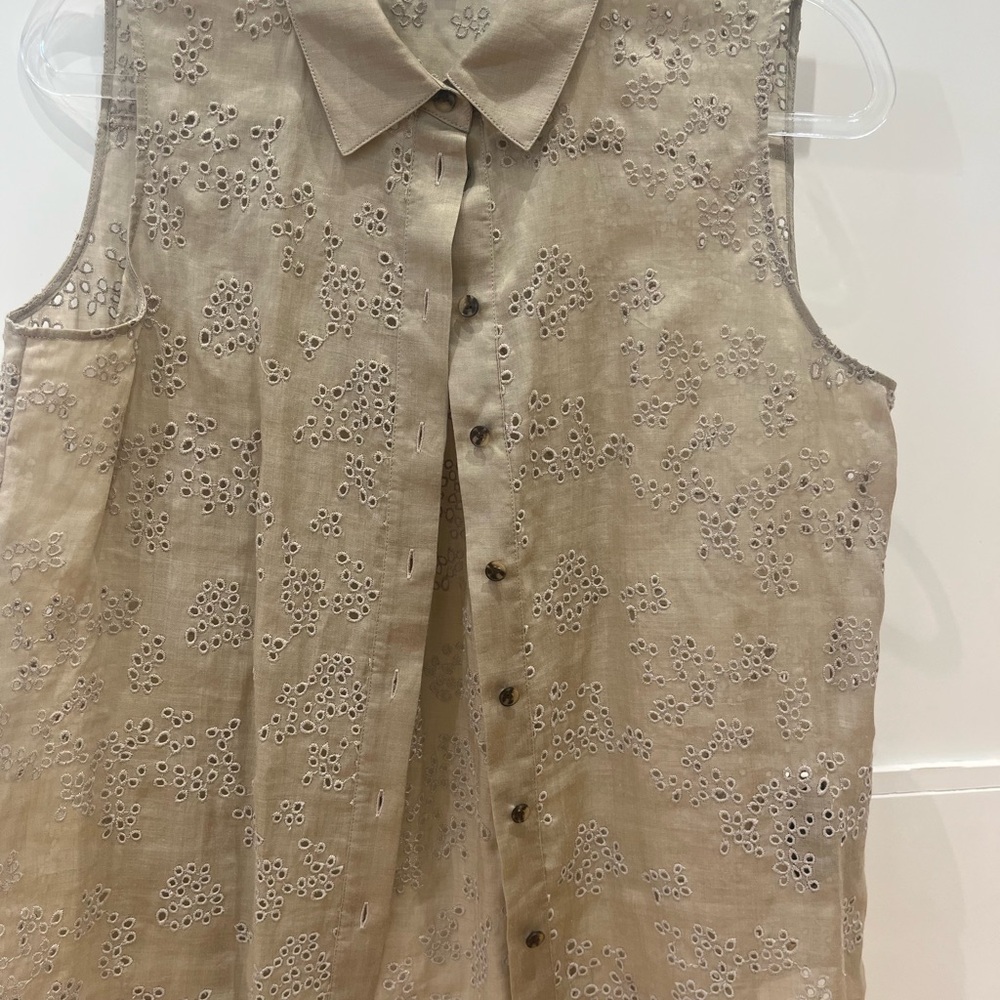 Lafayette 148 New York Beige Eyelet Blouse